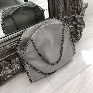 TRENDING Grey Elegant Chain-Trimmed Beige Women's Bag Purse